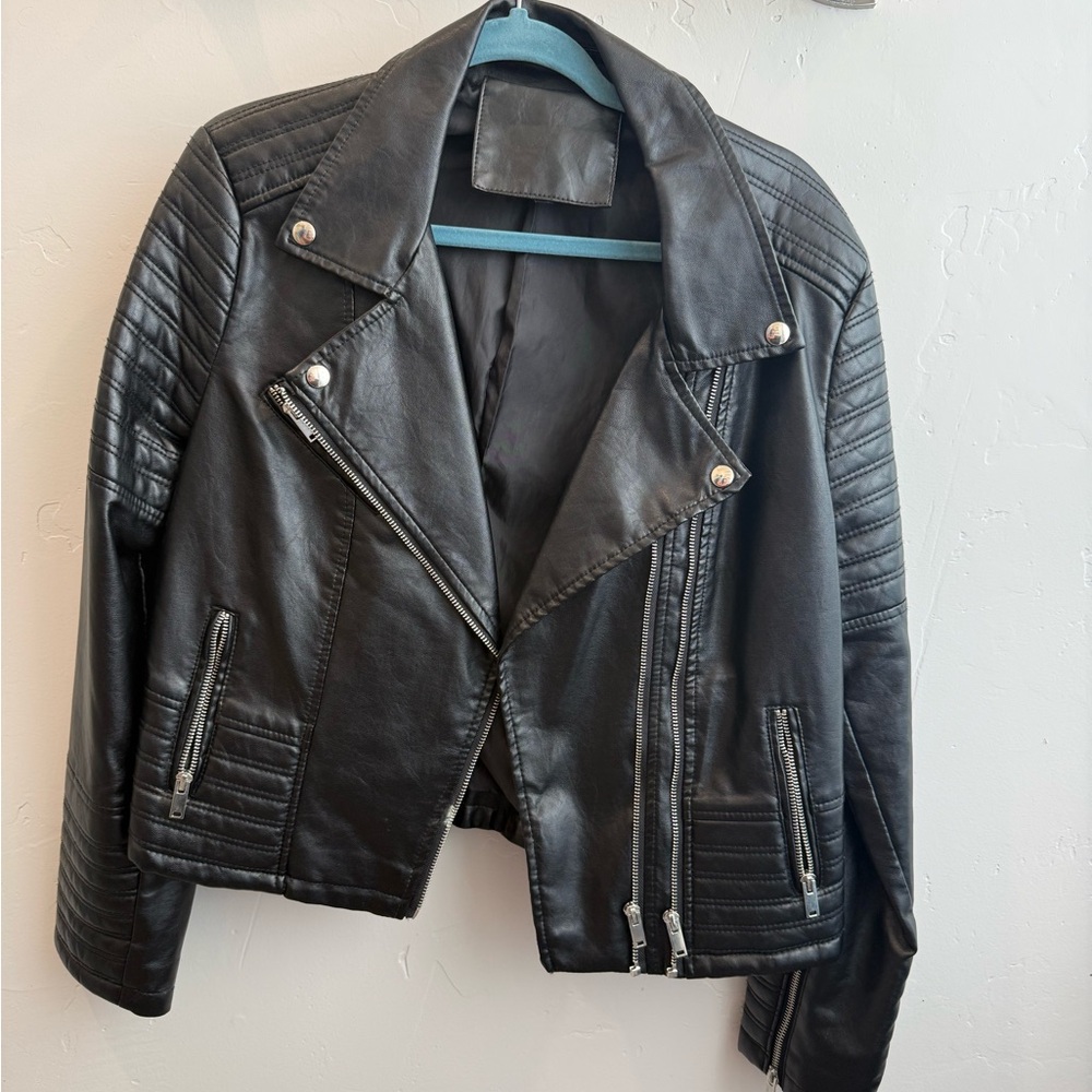 Black Faux Leather Moto Jacket